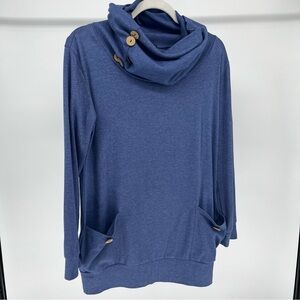 “L” Women's Blue Cowl Neck Sweater Size Large